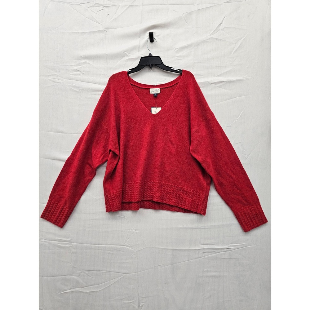 Universal Thread Women Red V-Neck Pullover‎ Sweater 1X Plus Size PID-WRM24R NEW